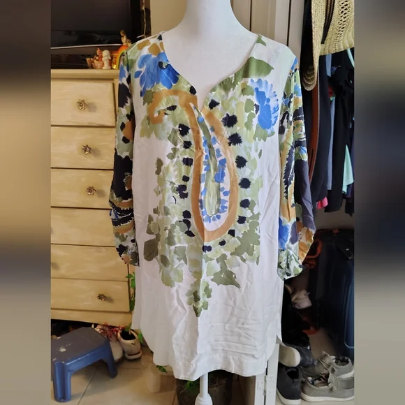 Soft Surroundings Floral V-Neck Women's Tunic Boho Size 2XL - Picture 7 of 8